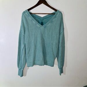 American Eagle "Seriously Lived-In" Oversized V-Neck Sweatshirt SIZE SMALL